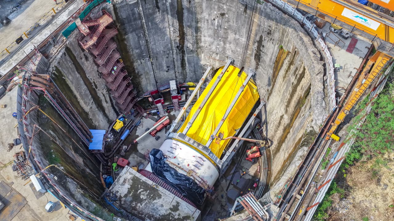 Tunnel Boring Machine excavating 10 km tunnel between Sawli and Vikhroli, including a 7 km undersea section beneath Thane Creek for Mumbai-Ahmedabad Bullet Train project